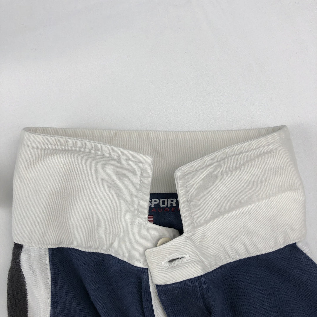Ralph Lauren POLO SPORT long-sleeved rugby shirt with national flag pattern, men's size L (approx.) cotton navy blue type Vintage Second Hand