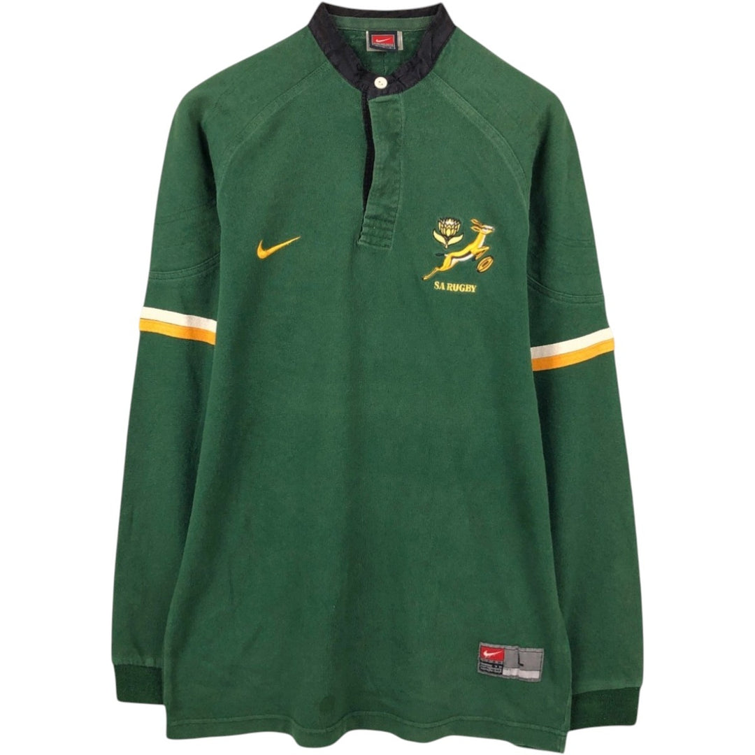 Nike TEAM Band Collar Long Sleeve Rugby Shirt, Men's Size L (approx.) unclear green type Vintage Second Hand