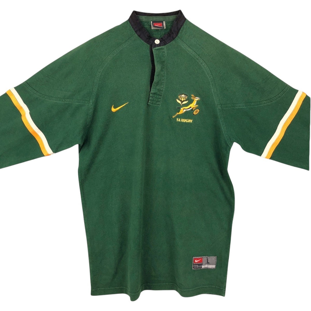 Nike TEAM Band Collar Long Sleeve Rugby Shirt, Men's Size L (approx.) unclear green type Vintage Second Hand