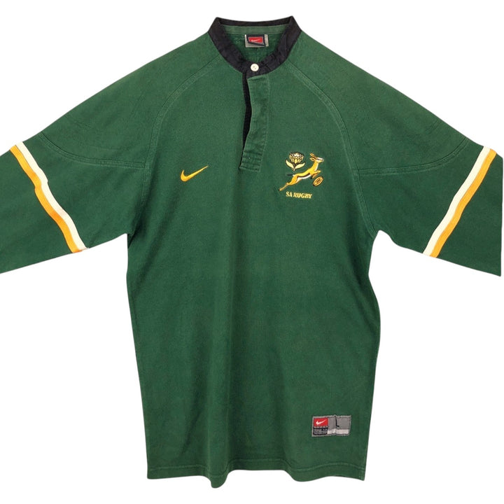 Nike TEAM Band Collar Long Sleeve Rugby Shirt, Men's Size L (approx.) unclear green type Vintage Second Hand