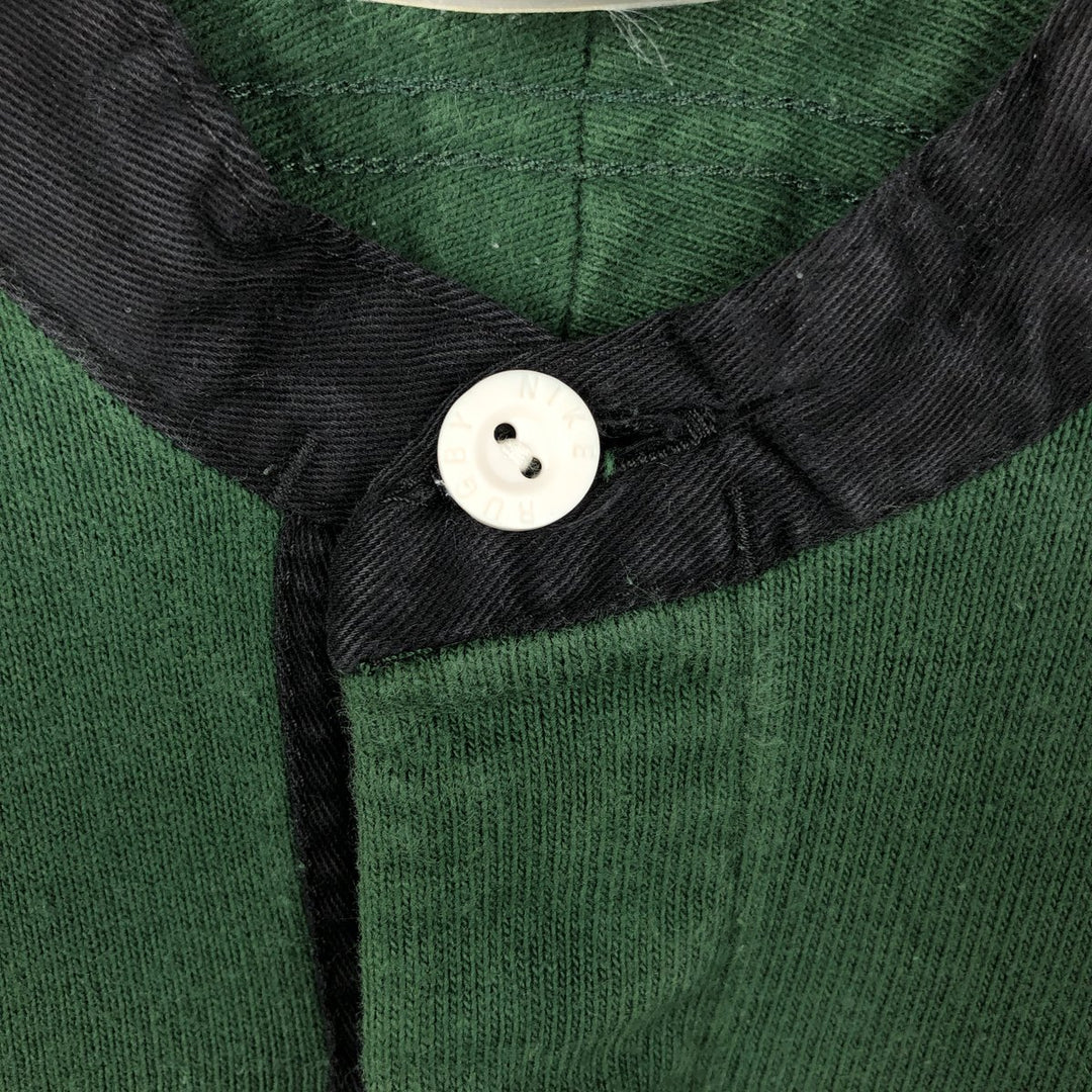 Nike TEAM Band Collar Long Sleeve Rugby Shirt, Men's Size L (approx.) unclear green type Vintage Second Hand