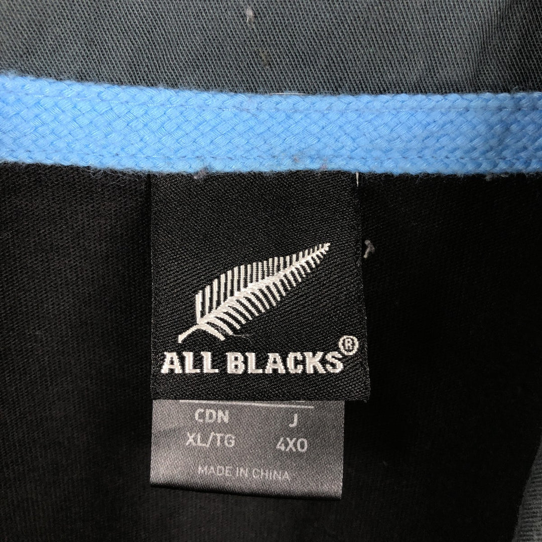 Adidas ALL BLACKS long-sleeve polo shirt, men's size XL (approx.) cotton black type Vintage Second Hand
