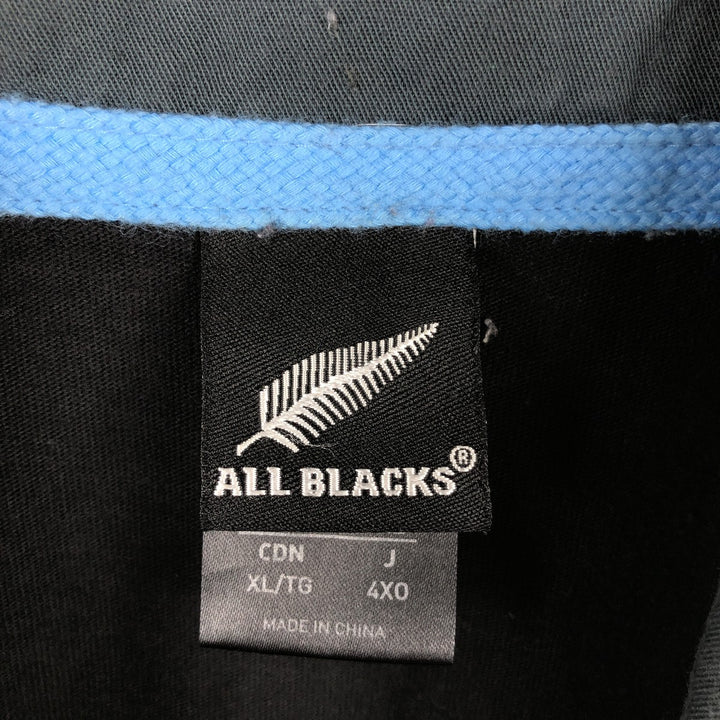 Adidas ALL BLACKS long-sleeve polo shirt, men's size XL (approx.) cotton black type Vintage Second Hand