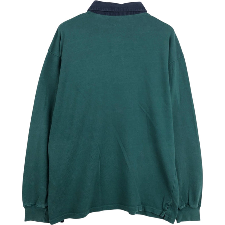 Vintage 80s-90'S Adidas long-sleeved polo shirt, men's size M (approx.). cotton green type Vintage Second Hand