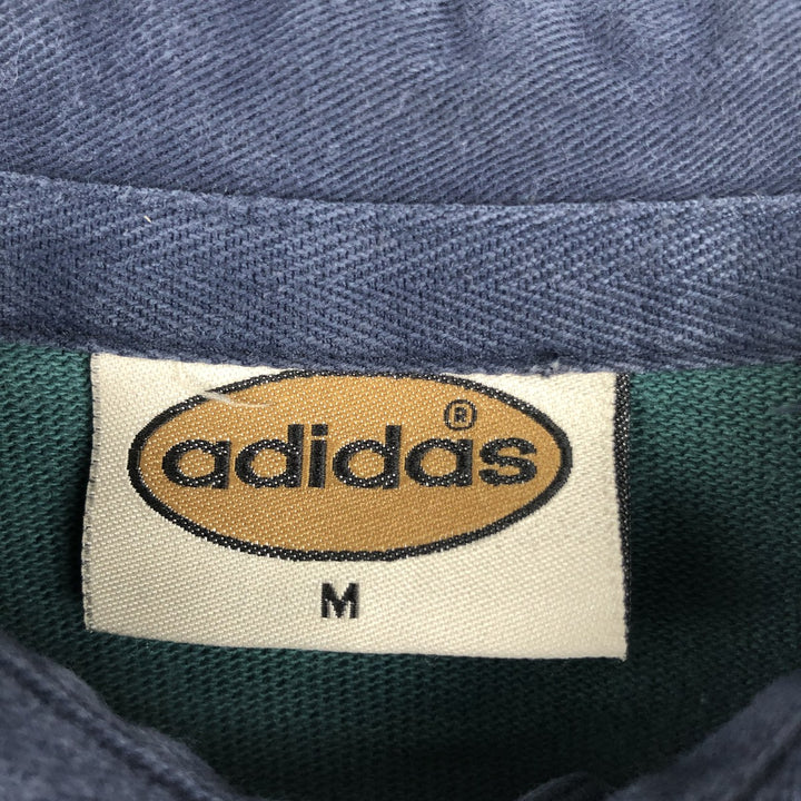 Vintage 80s-90'S Adidas long-sleeved polo shirt, men's size M (approx.). cotton green type Vintage Second Hand