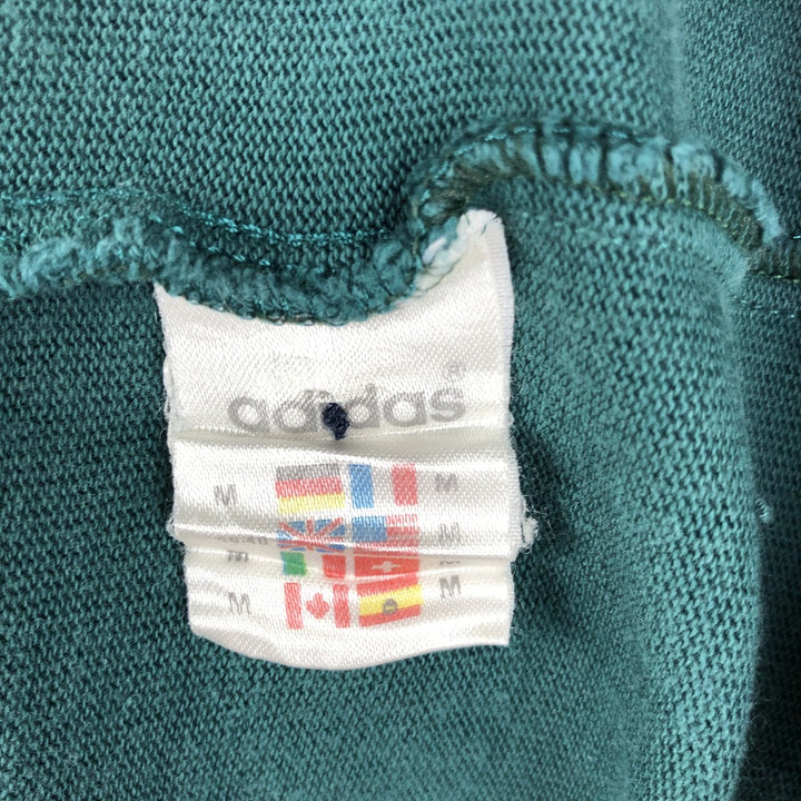 Vintage 80s-90'S Adidas long-sleeved polo shirt, men's size M (approx.). cotton green type Vintage Second Hand