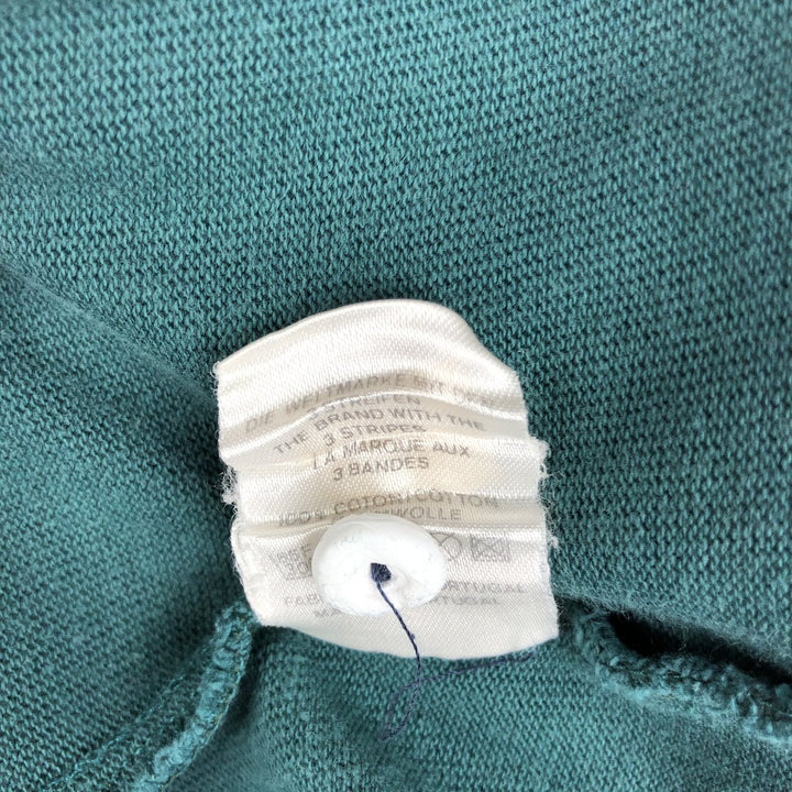 Vintage 80s-90'S Adidas long-sleeved polo shirt, men's size M (approx.). cotton green type Vintage Second Hand