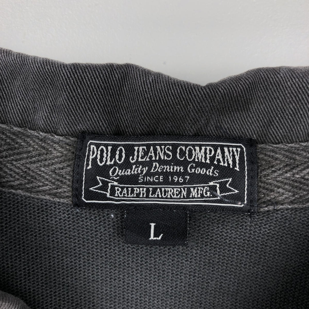 Ralph Lauren POLO JEANS COMPANY Long-Sleeve Rugby Shirt, Men's Size L (approx.) unclear black type Vintage Second Hand