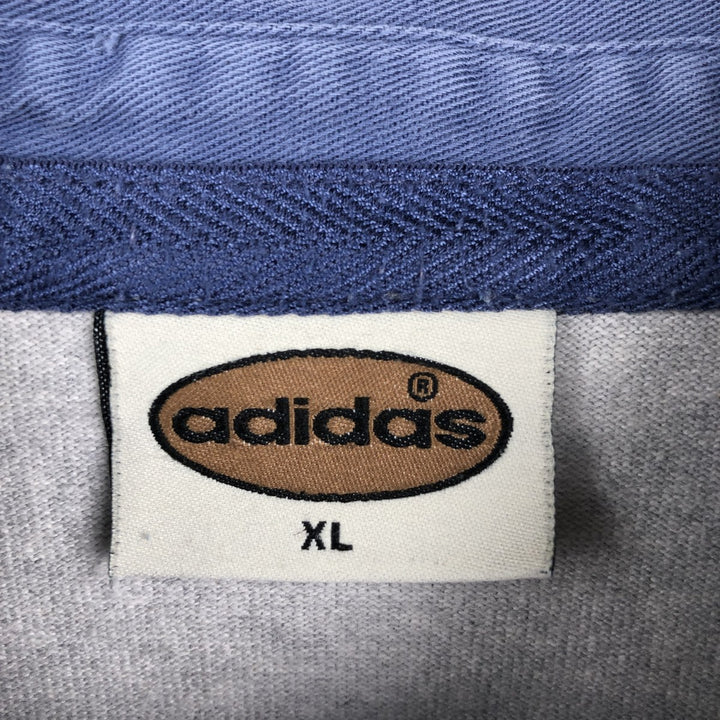 80s-90'S Adidas long-sleeved polo shirt, men's size XL equivalent, vintage. cotton gray type Vintage Second Hand