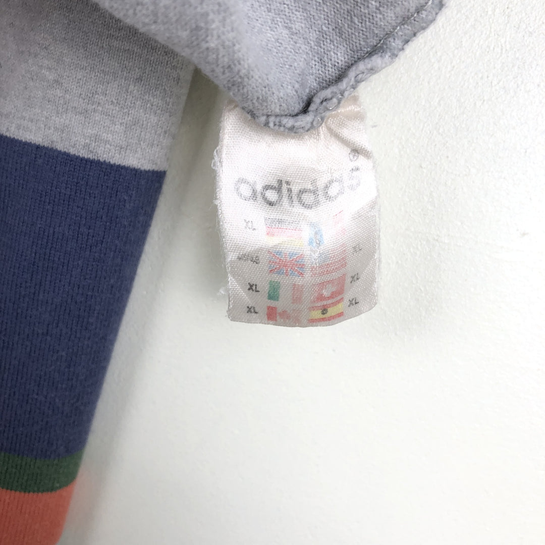 80s-90'S Adidas long-sleeved polo shirt, men's size XL equivalent, vintage. cotton gray type Vintage Second Hand