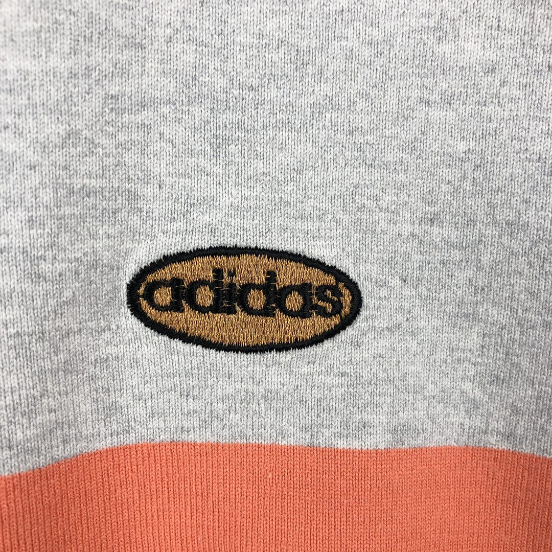 80s-90'S Adidas long-sleeved polo shirt, men's size XL equivalent, vintage. cotton gray type Vintage Second Hand