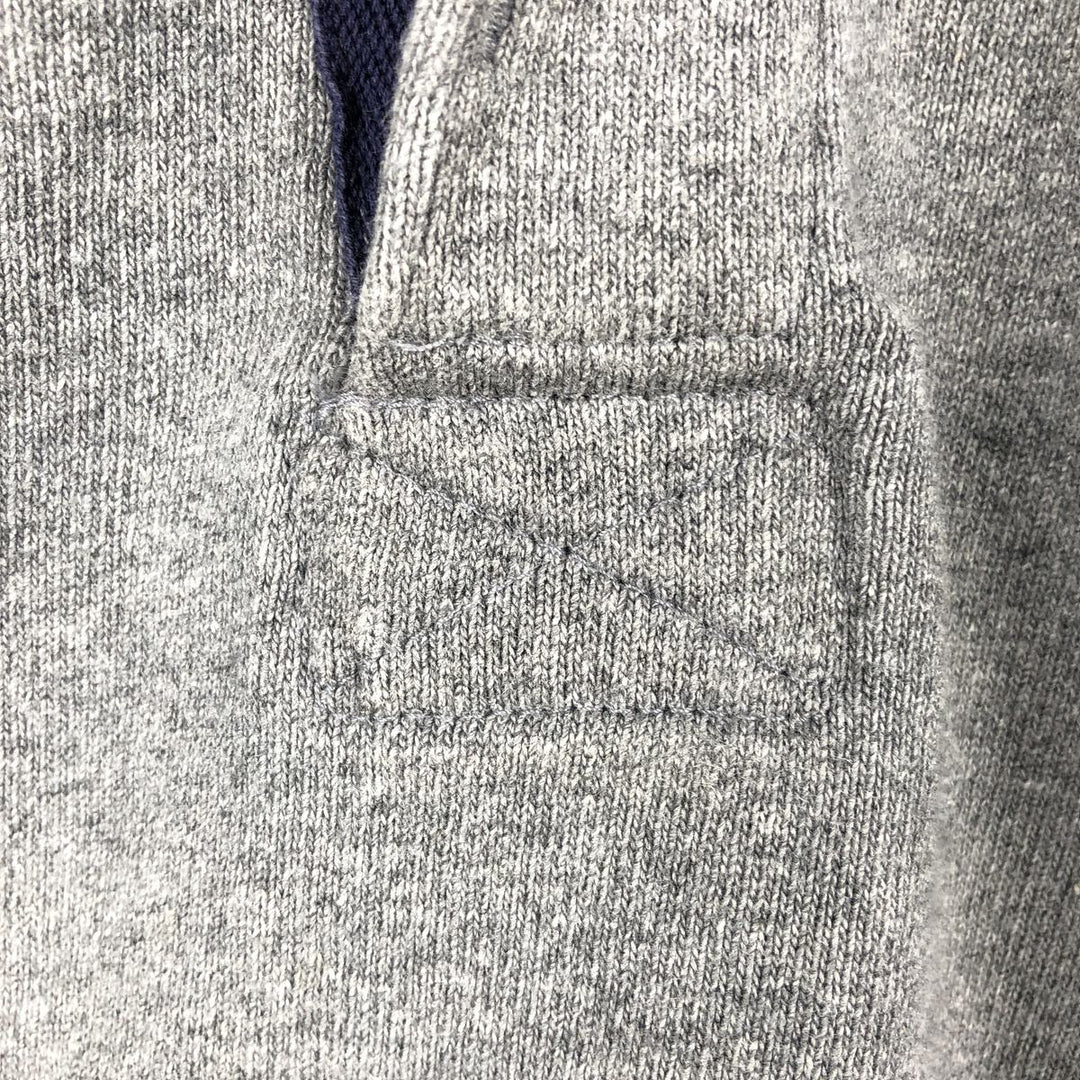 BARBARIAN Striped Pattern Hooded Long-Sleeve Rugby Shirt, Made in Canada, Men's Size S (approx.) cotton navy blue type Vintage Second Hand