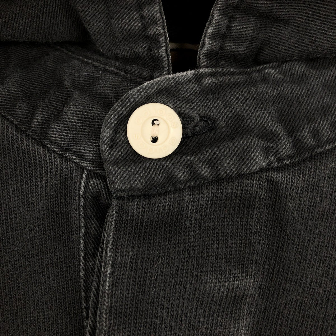 80s-90'S Adidas long-sleeved polo shirt, made in Portugal, men's size L equivalent, vintage. cotton black type Vintage Second Hand