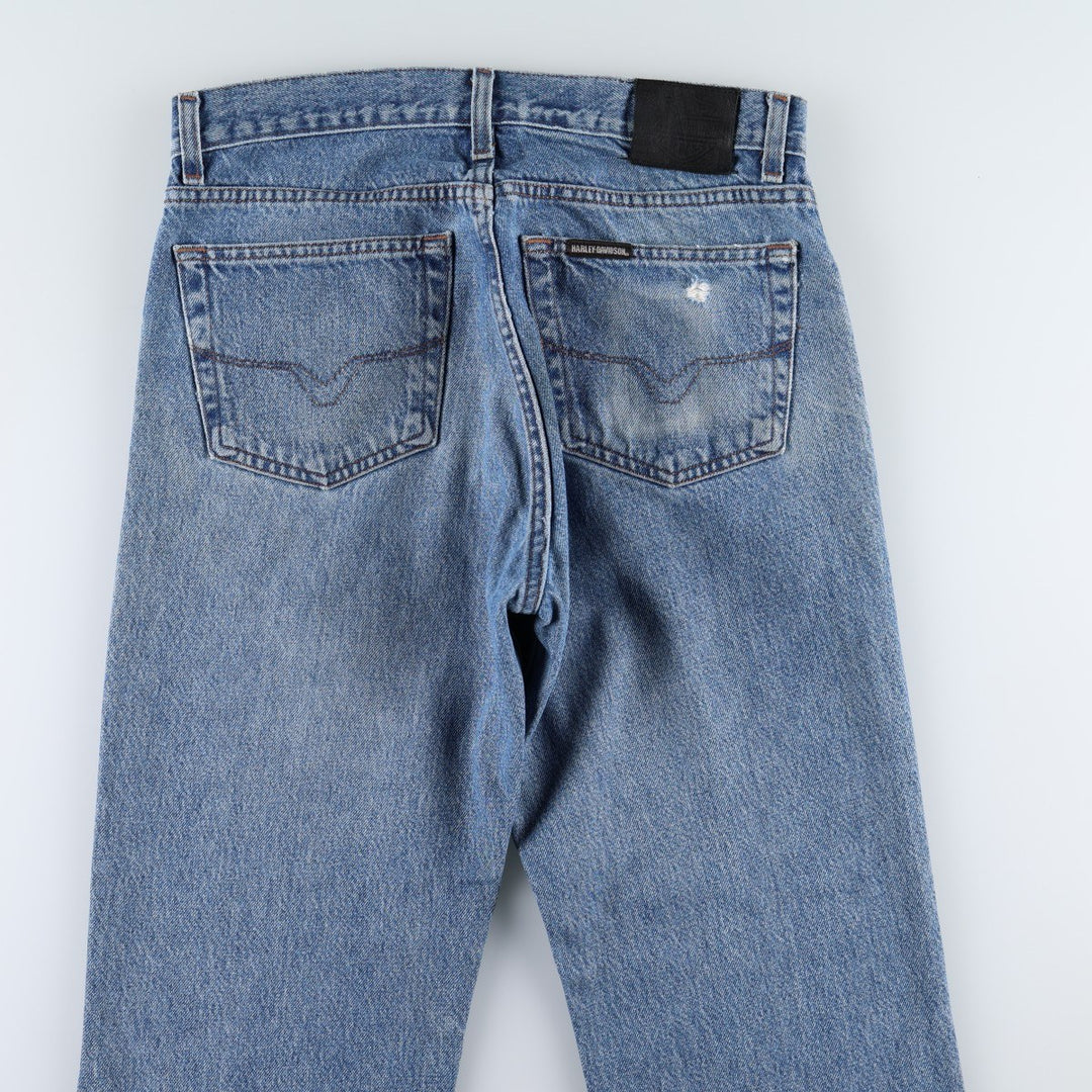 Harley-Davidson Straight Denim Pants, Men's Size W33 (approx.) cotton blue type Vintage Second Hand