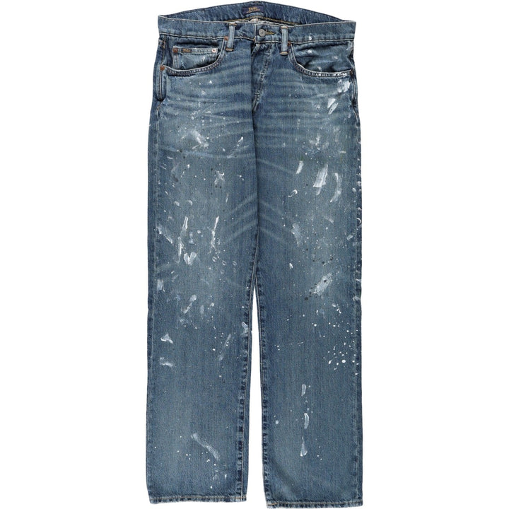 Ralph Lauren Polo Ralph Lauren Painted Straight Denim Pants, Men's Size W33 (approx.) cotton navy blue type Vintage Second Hand