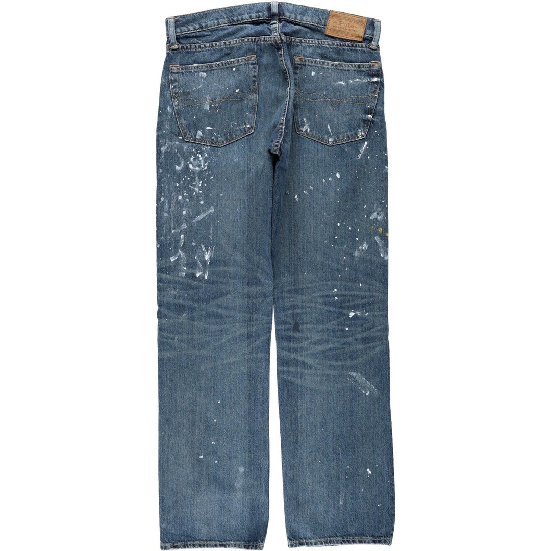 Ralph Lauren Polo Ralph Lauren Painted Straight Denim Pants, Men's Size W33 (approx.) cotton navy blue type Vintage Second Hand