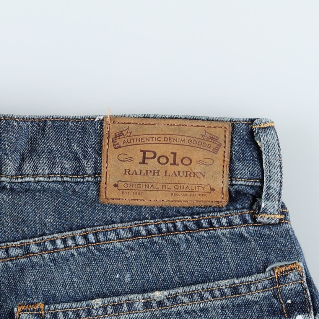 Ralph Lauren Polo Ralph Lauren Painted Straight Denim Pants, Men's Size W33 (approx.) cotton navy blue type Vintage Second Hand