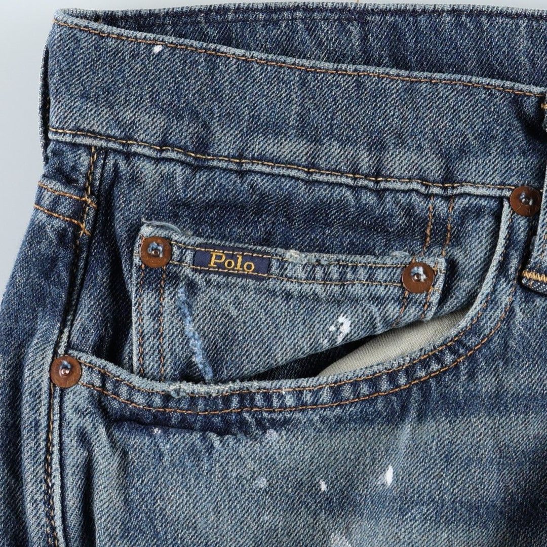 Ralph Lauren Polo Ralph Lauren Painted Straight Denim Pants, Men's Size W33 (approx.) cotton navy blue type Vintage Second Hand