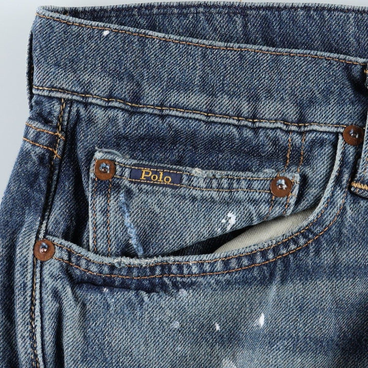 Ralph Lauren Polo Ralph Lauren Painted Straight Denim Pants, Men's Size W33 (approx.) cotton navy blue type Vintage Second Hand