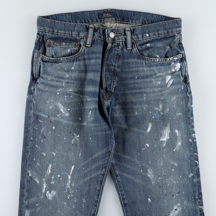 Ralph Lauren Polo Ralph Lauren Painted Straight Denim Pants, Men's Size W33 (approx.) cotton navy blue type Vintage Second Hand