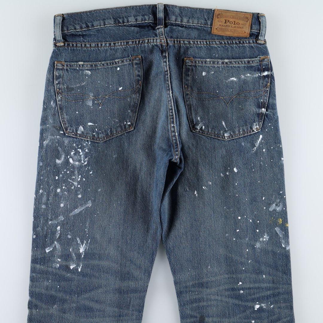 Ralph Lauren Polo Ralph Lauren Painted Straight Denim Pants, Men's Size W33 (approx.) cotton navy blue type Vintage Second Hand