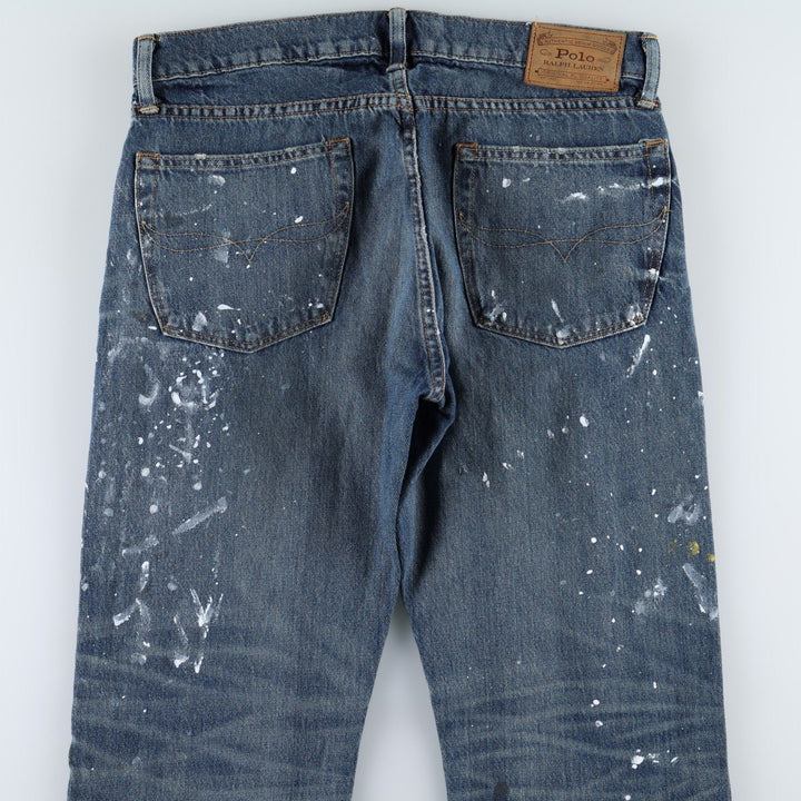 Ralph Lauren Polo Ralph Lauren Painted Straight Denim Pants, Men's Size W33 (approx.) cotton navy blue type Vintage Second Hand