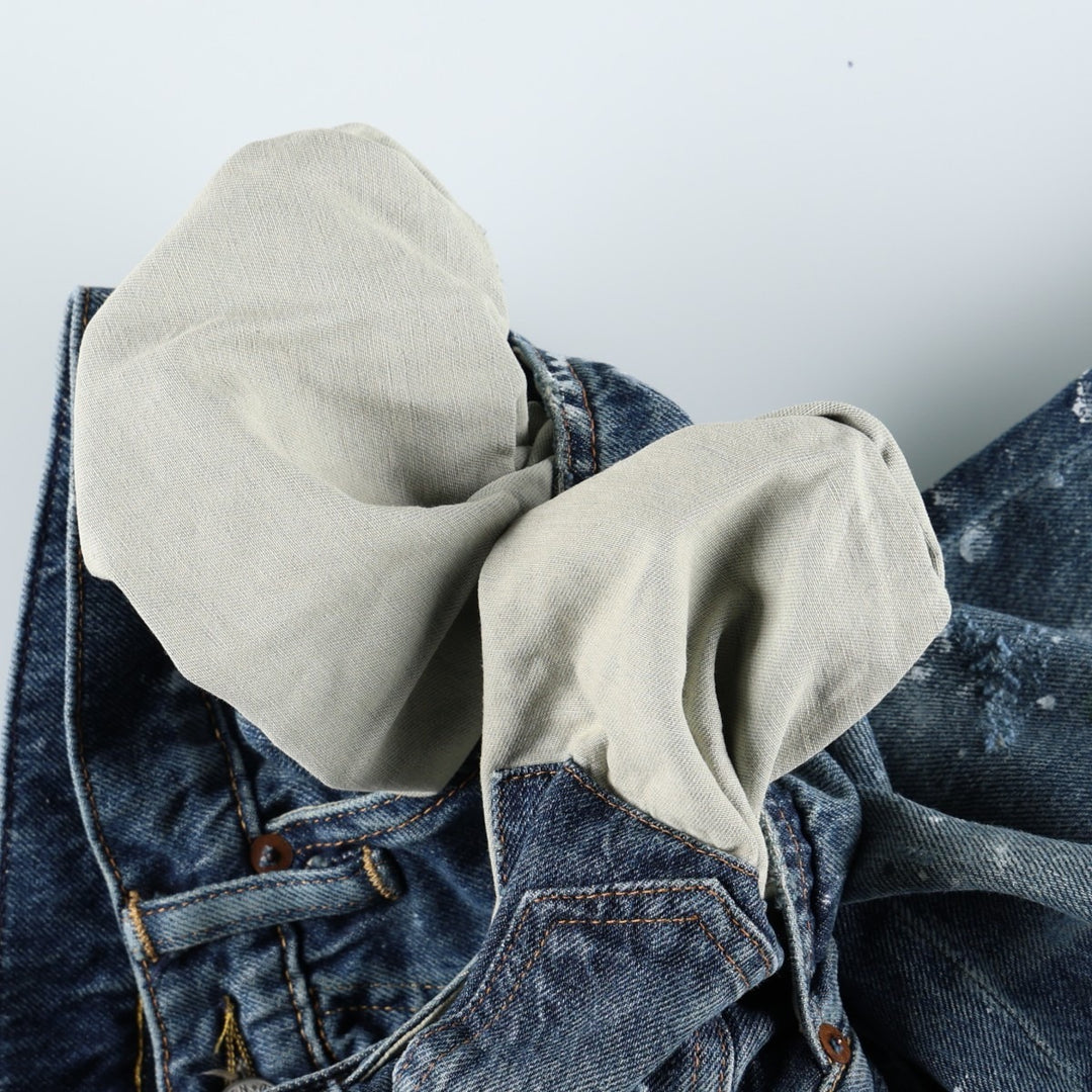 Ralph Lauren Polo Ralph Lauren Painted Straight Denim Pants, Men's Size W33 (approx.) cotton navy blue type Vintage Second Hand