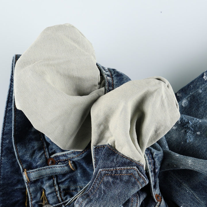 Ralph Lauren Polo Ralph Lauren Painted Straight Denim Pants, Men's Size W33 (approx.) cotton navy blue type Vintage Second Hand
