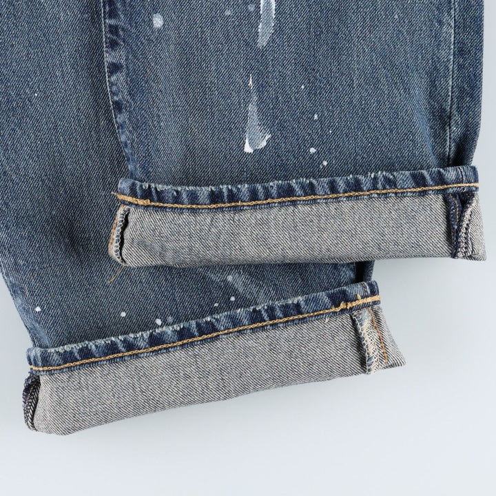 Ralph Lauren Polo Ralph Lauren Painted Straight Denim Pants, Men's Size W33 (approx.) cotton navy blue type Vintage Second Hand