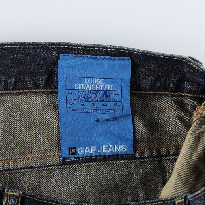 GAP 1969 Jeans Loose Straight Fit Straight Denim Pants, Men's W34 equivalent. cotton navy blue type Vintage Second Hand