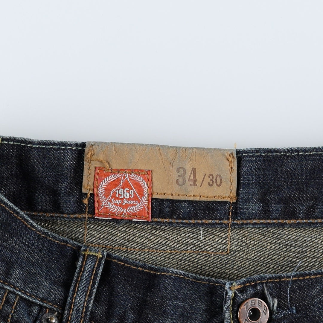 GAP 1969 Jeans Loose Straight Fit Straight Denim Pants, Men's W34 equivalent. cotton navy blue type Vintage Second Hand