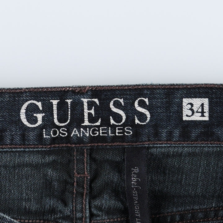 Guess Rebel Straight Leg Denim Pants, Men's W34 (approx.) cotton navy blue type Vintage Second Hand