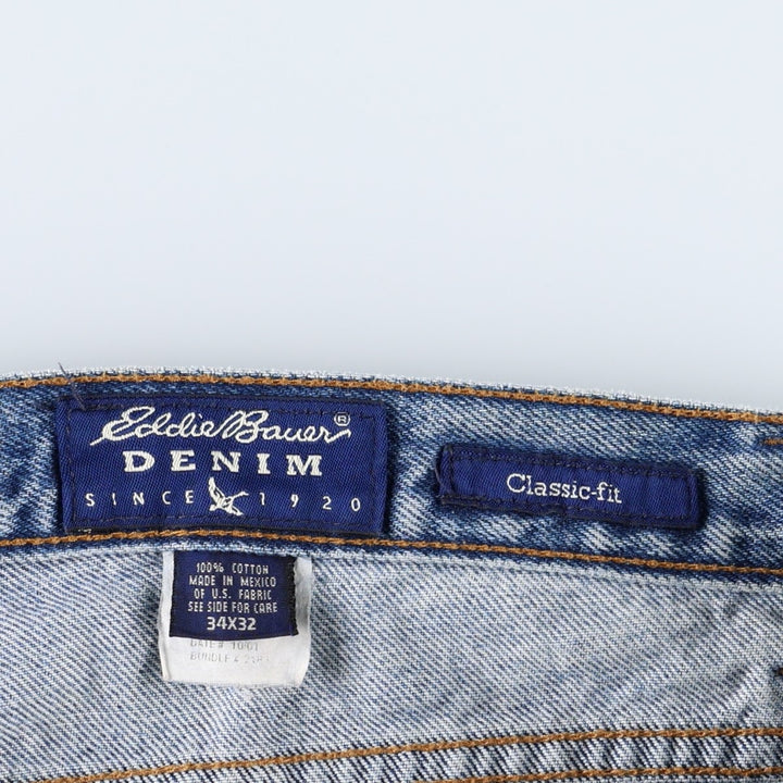1990'S Eddie Bauer classic-fit tapered denim pants, men's size W33 (approx.), vintage. cotton blue type Vintage Second Hand