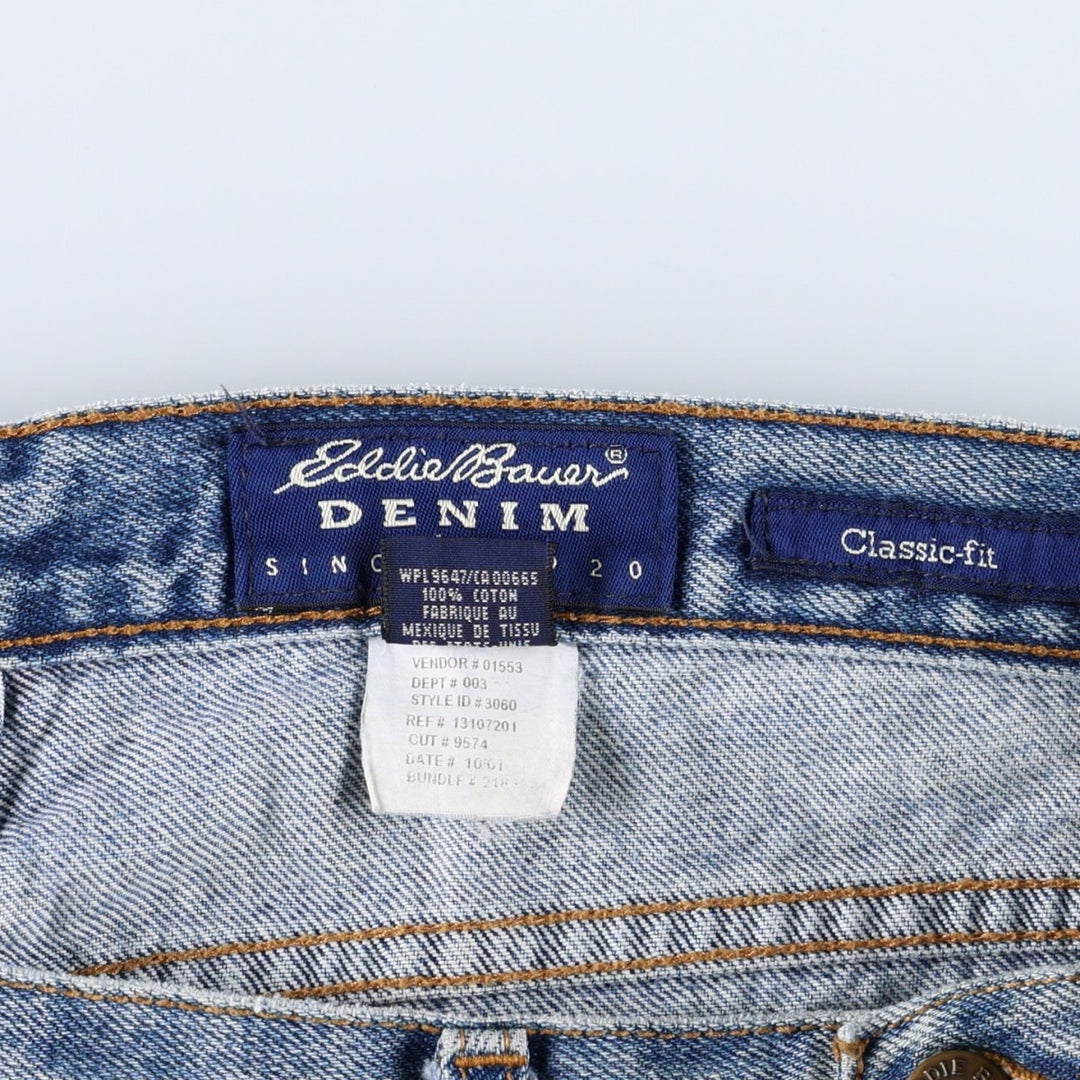 1990'S Eddie Bauer classic-fit tapered denim pants, men's size W33 (approx.), vintage. cotton blue type Vintage Second Hand