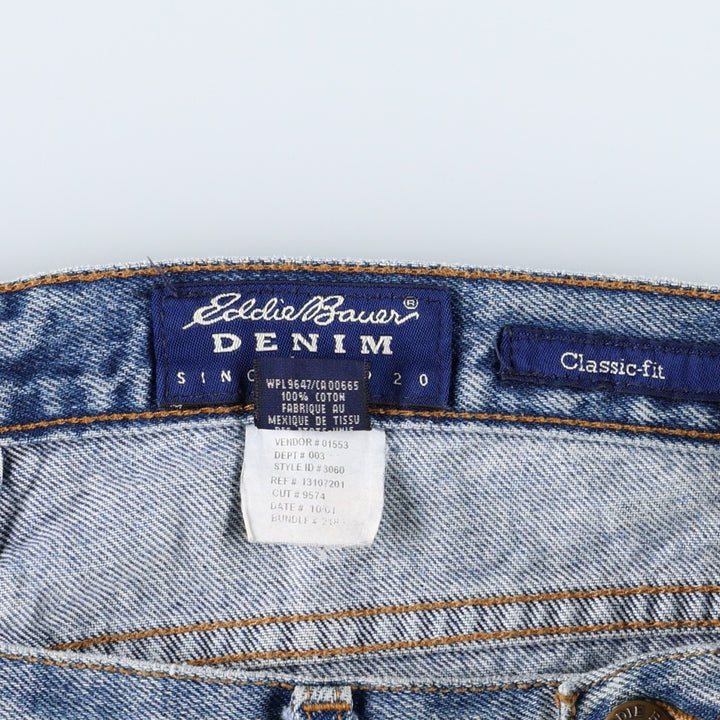 1990'S Eddie Bauer classic-fit tapered denim pants, men's size W33 (approx.), vintage. cotton blue type Vintage Second Hand