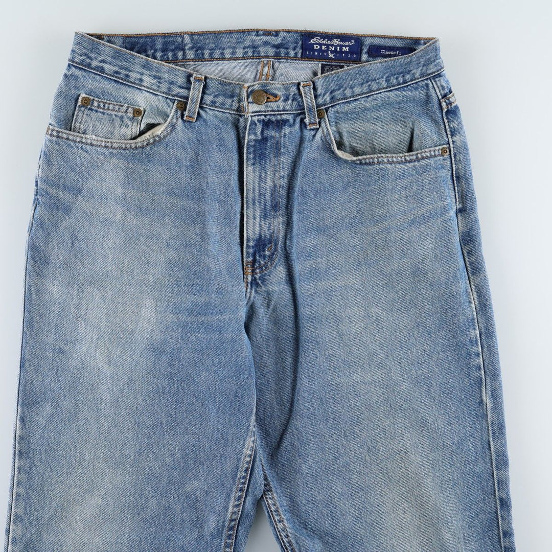 1990'S Eddie Bauer classic-fit tapered denim pants, men's size W33 (approx.), vintage. cotton blue type Vintage Second Hand