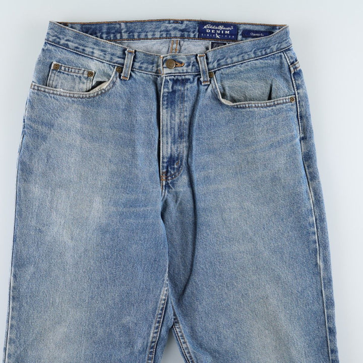 1990'S Eddie Bauer classic-fit tapered denim pants, men's size W33 (approx.), vintage. cotton blue type Vintage Second Hand