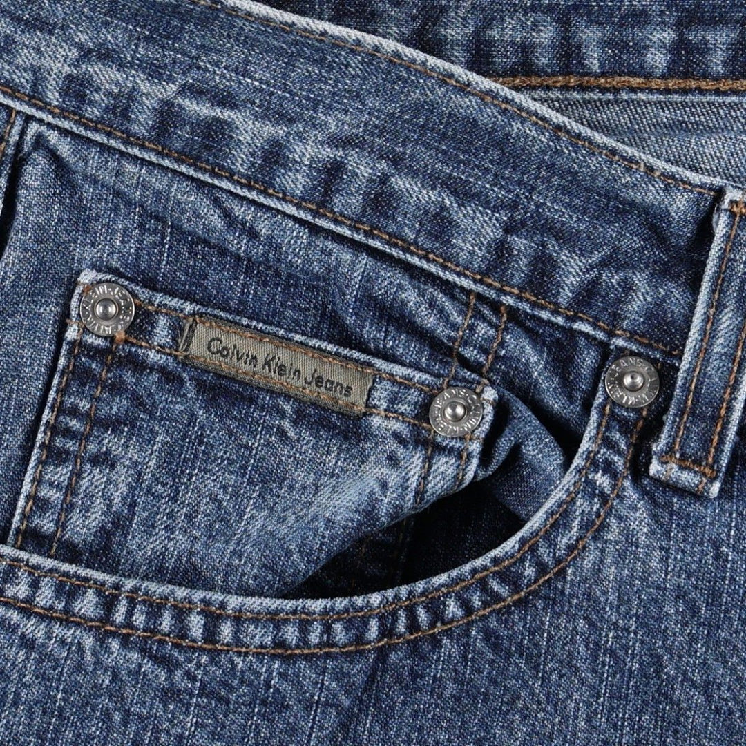 90s-00'S Calvin Klein JEANS straight denim pants, men's size W33 (approx.) cotton blue type Vintage Second Hand