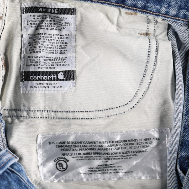 Carhartt FR Series Relaxed Fit Tapered Denim Pants, Men's W36 (approx.) cotton blue type Vintage Second Hand