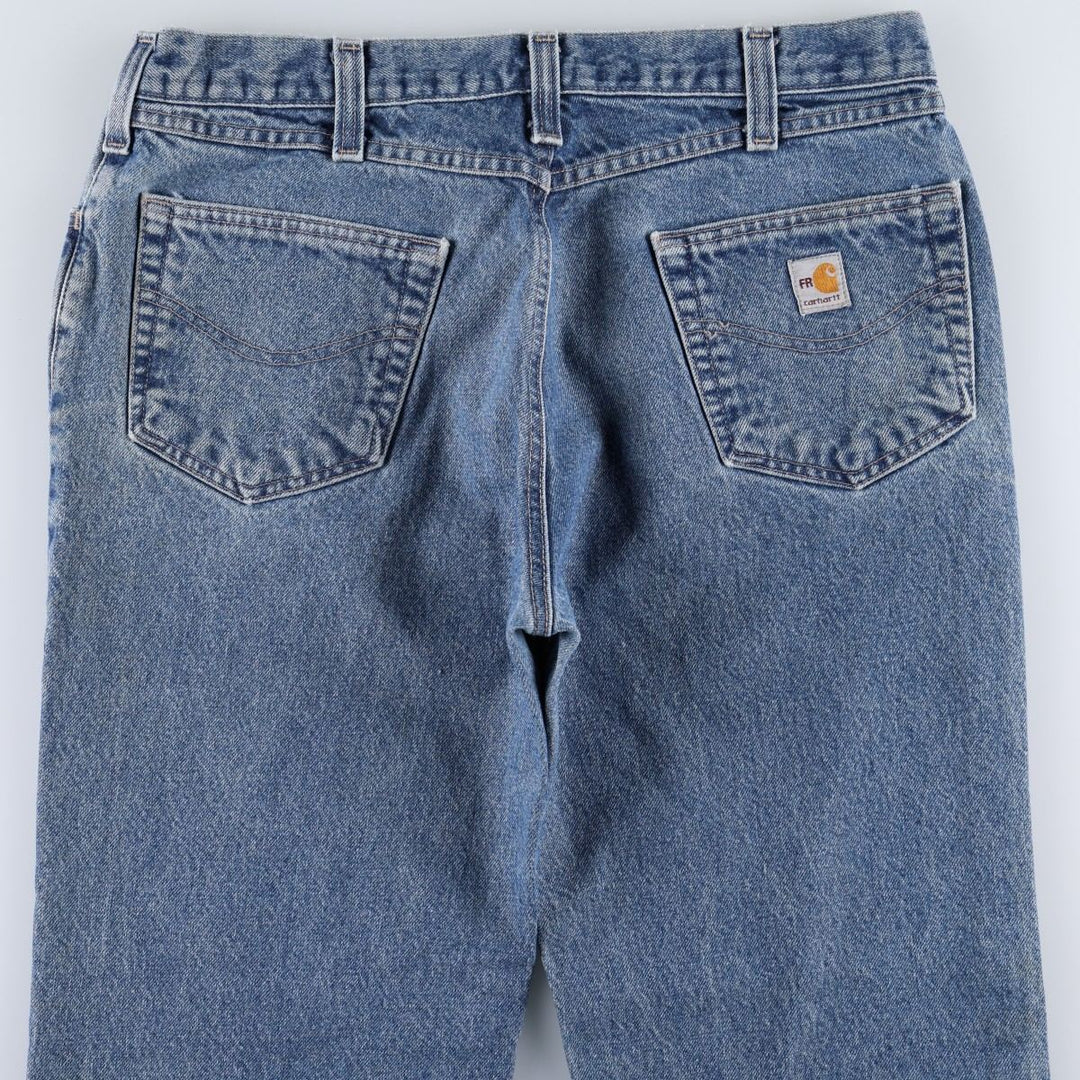Carhartt FR Series Relaxed Fit Tapered Denim Pants, Men's W36 (approx.) cotton blue type Vintage Second Hand