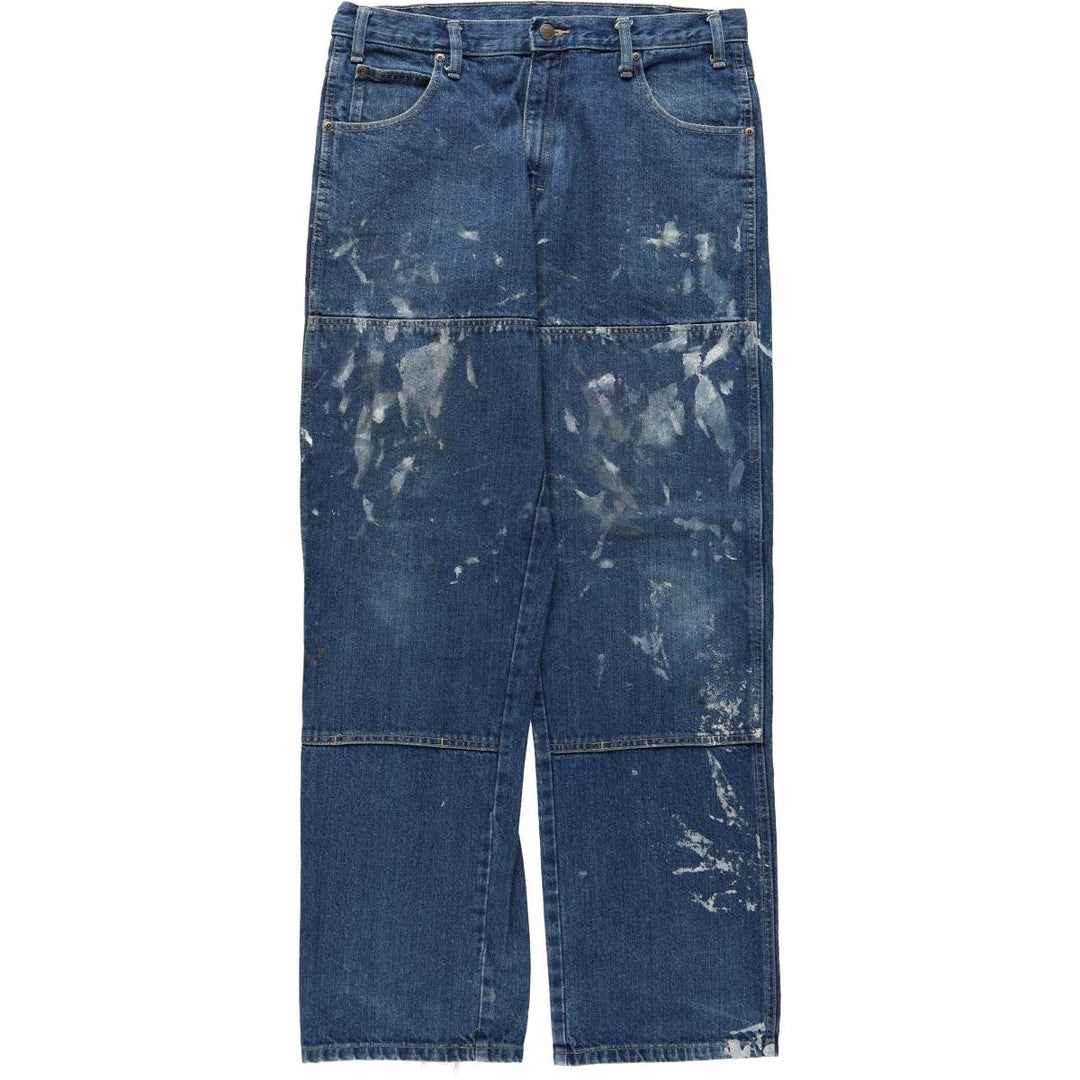 Dickies Painted Double Knee Denim Work Pants, Men's Size W34 (approx.) cotton blue type Vintage Second Hand