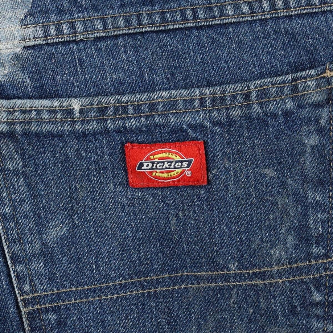 Dickies Painted Double Knee Denim Work Pants, Men's Size W34 (approx.) cotton blue type Vintage Second Hand