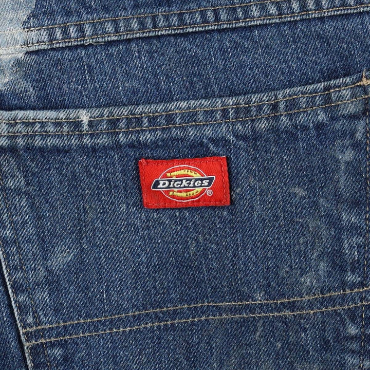 Dickies Painted Double Knee Denim Work Pants, Men's Size W34 (approx.) cotton blue type Vintage Second Hand