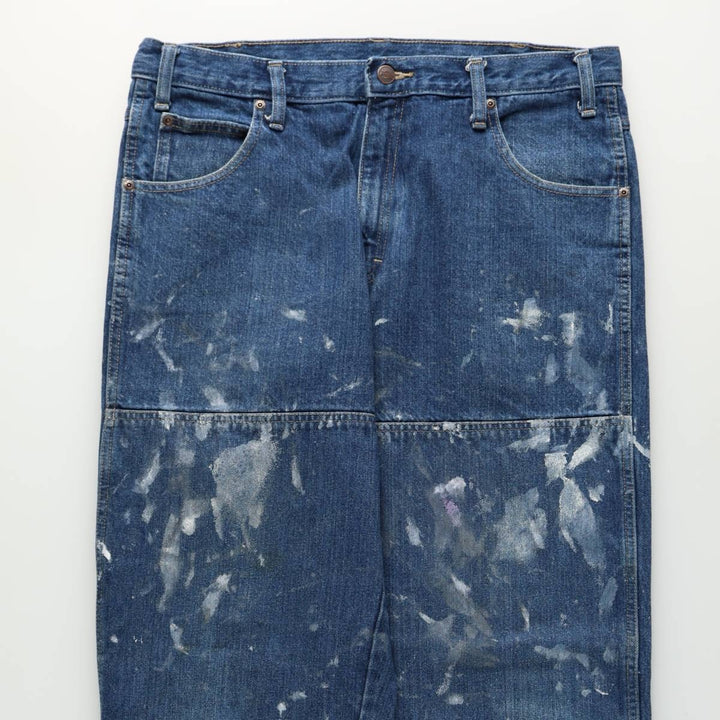 Dickies Painted Double Knee Denim Work Pants, Men's Size W34 (approx.) cotton blue type Vintage Second Hand
