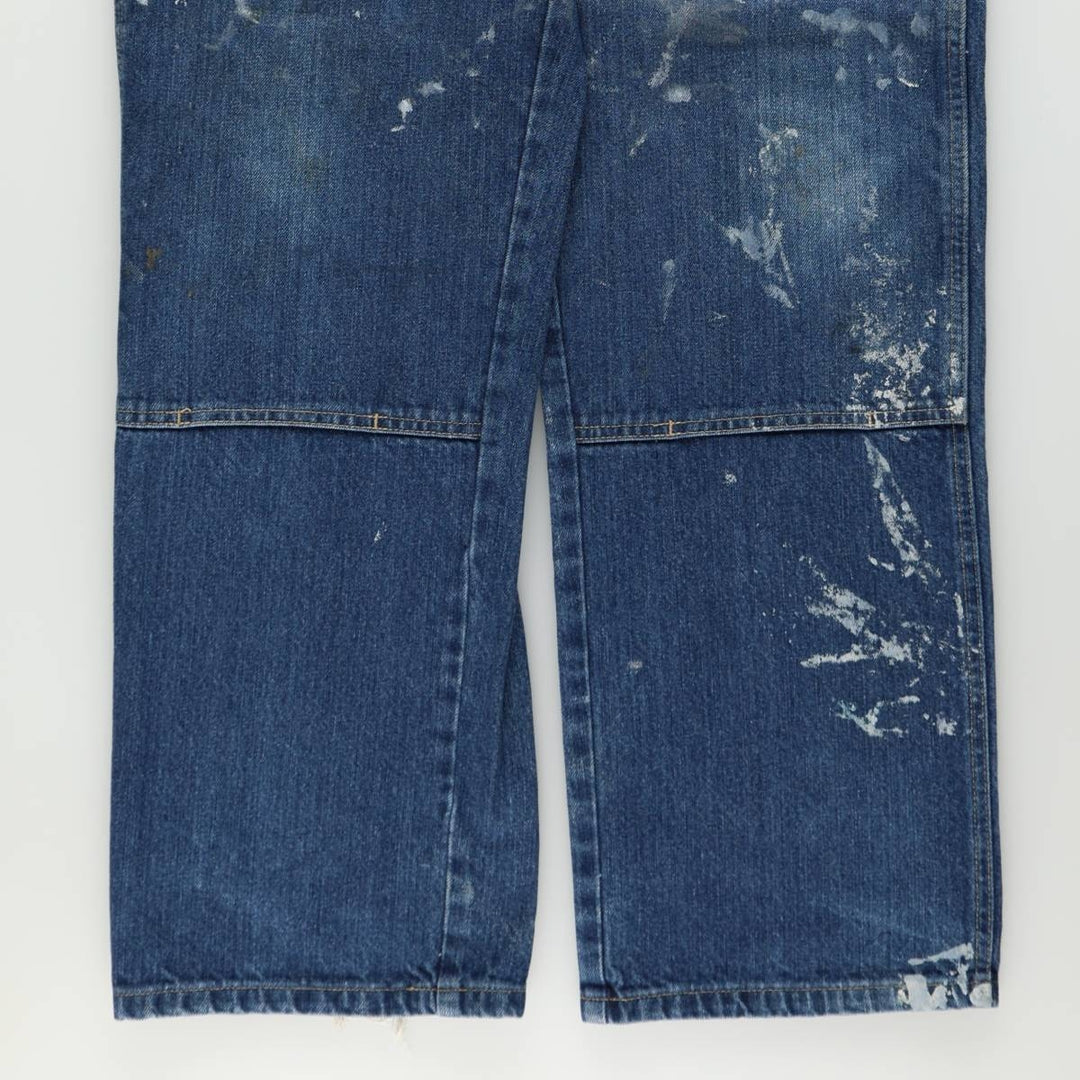 Dickies Painted Double Knee Denim Work Pants, Men's Size W34 (approx.) cotton blue type Vintage Second Hand