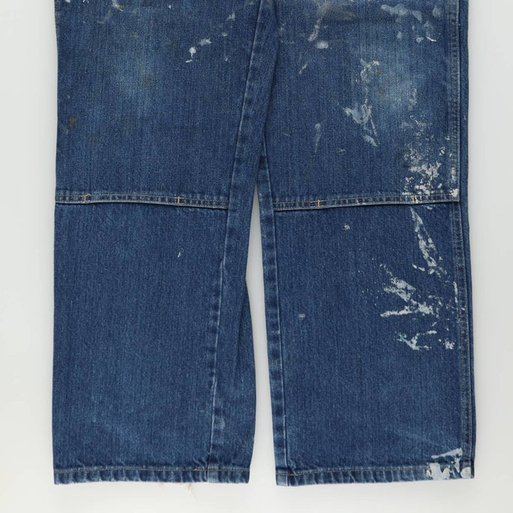 Dickies Painted Double Knee Denim Work Pants, Men's Size W34 (approx.) cotton blue type Vintage Second Hand