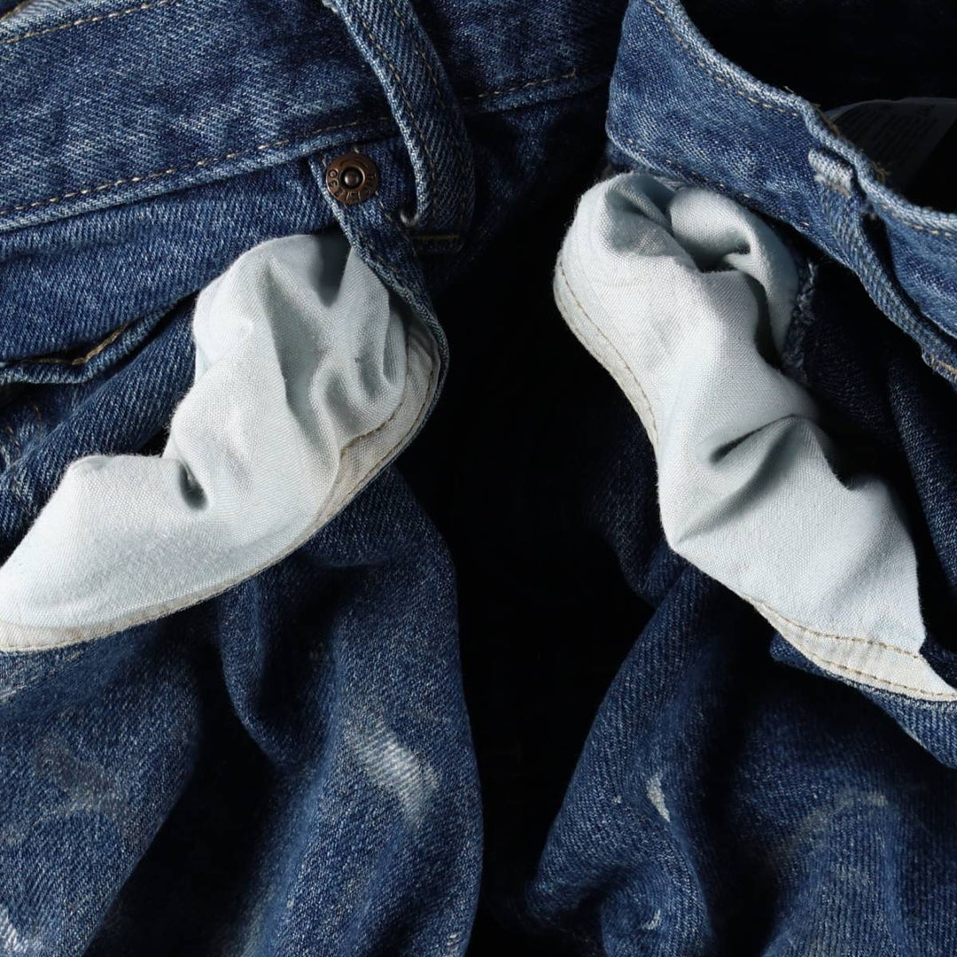 Dickies Painted Double Knee Denim Work Pants, Men's Size W34 (approx.) cotton blue type Vintage Second Hand