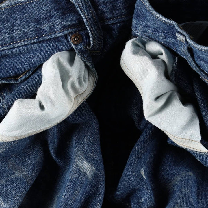 Dickies Painted Double Knee Denim Work Pants, Men's Size W34 (approx.) cotton blue type Vintage Second Hand