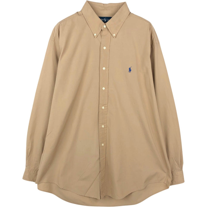 Ralph Lauren Classic Fit Long Sleeve Button Down Shirt Men's XL cotton beige type brown Vintage Second Hand