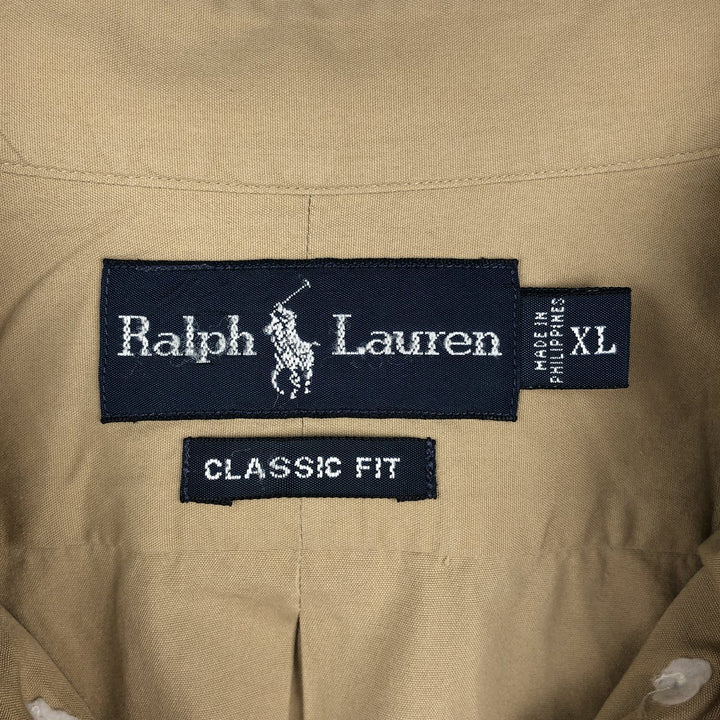 Ralph Lauren Classic Fit Long Sleeve Button Down Shirt Men's XL cotton beige type brown Vintage Second Hand